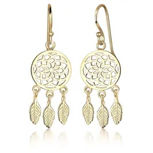 Elli Ohrhänger Traumfänger Federn gold 925 Sterling Silber onesize