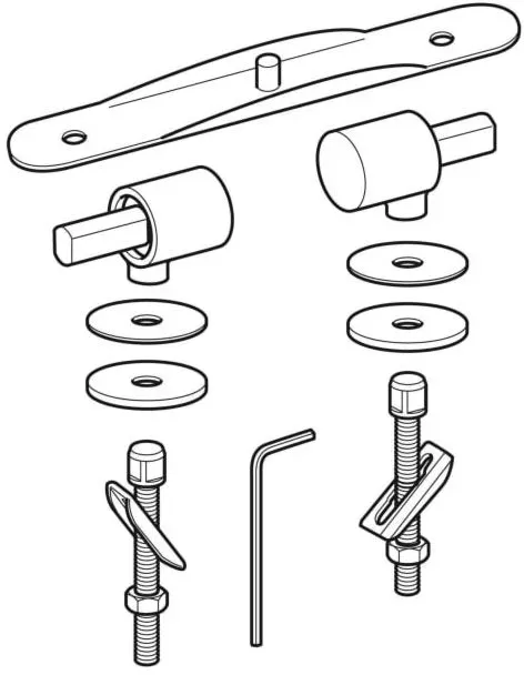 Geberit Scharnier-Set 598016000 mit Absenkautomatik, verchromt, für WC-Sitz