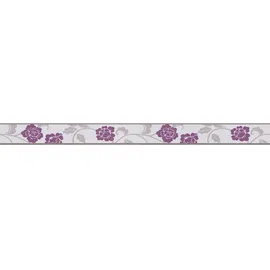 ascreation A.S. Création Borte, selbstklebend Blumen 5 m x 5 cm Violett-Grau