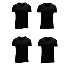 Jack & Jones Herren T-Shirt O-Neck & V-Neck Slim Fit 4er Pack Slim Fit Schwarz S