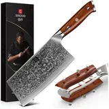 luxuskollektion Hackmesser Damaststahl 18 cm ergonomischer Griff Braun