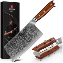 luxuskollektion Hackmesser Damaststahl 18 cm ergonomischer Griff Braun