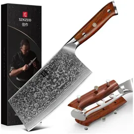 luxuskollektion Hackmesser Damaststahl 18 cm ergonomischer Griff Braun
