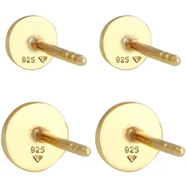 Elli »Ohrringe Disc Plättchen Kreis Basic 2er Set 925 Silber«, goldfarben