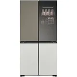 LG GMV960NNME Side-by-Side Kombination, 91,4 cm breit, 617 L, MoodUp Multi-Door Kühlschrank mit InstaView, indivuell einstellbarer Farbänderungen, Musik Kollektion, LCD Display, Total No-Frost, Kompressor mit 10 Jahren Garantie