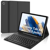 IVEOPPE Samsung Galaxy Tab A8 Hülle mit Tastatur, Tastatur für Samsung Tab A8 10.5" 2022/2021, Bluetooth QWERTZ Layout Tastatur mit Stifthalter Galaxy Tab A8 10.2 Zoll, Schwarz