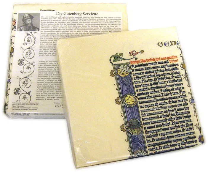Die Gutenberg Serviette, Reproduktion Einer Original Gutenberg Bibelseite