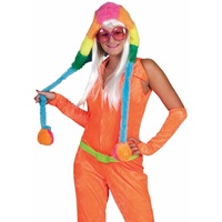 Plüschmütze mit Bommeln Regenbogen Rainbow Clown Mütze Kostüm Karneval Fasching