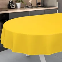 ANRO Wachstuch-Tischdecke abwaschbar Oval 240 x 140 cm Gelb