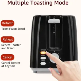 Aigostar - Toaster,7 Einstellbare Bräunungsstufe, + Auftau- - Aufwärmfunktion,2 Breite Toastschlitze, 7 2 Sandwichtoaster Schwarz