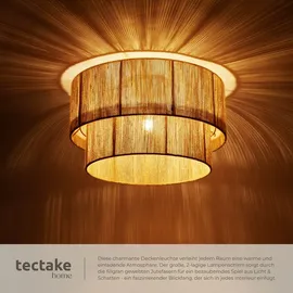 Tectake Deckenleuchte Lignea Lux aus Jute im Boho-Stil, 40W - braun