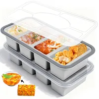 Niuny Gefrierbehälter Suppen Einfrieren Behälter Große Eiswürfelform 2Stk Silikon Eiswürfelform Mit Deckel Gefrierdosen 250ml Eiswürfelbehälter Silikon Gefrierform für Suppe Brühe Sauce Eiswürfel
