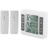 Drahtloser digitaler Gefrierschrank Kühlschrank Thermometer Temperaturmonitor Sensor Indoor Outdoor Hörbarer Alarm LCD Bildschirm Display mit 2 Fernbedienungen