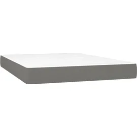 vidaXL Boxspringbett mit Matratze & LED Dunkelgrau 140x200 cm Stoff