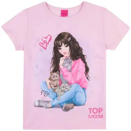 TopModel T-Shirt TOPMODEL "TOPModel", Mädchen, Gr. 164, rosa (cherry blossom), Obermaterial: 100% Baumwolle, Basic, regular fit hüftbedeckend, Rundhals, abgesteppte Kante, Shirts T-Shirt, mit romantischem, großem Frontmotiv