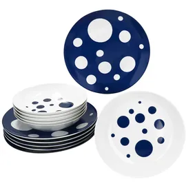 Mambocat Pula Tafelservice 12-tlg. dunkelblau gepunktet