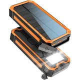 Solar Powerbank 20000 mAh, PD20W Wasserdichtes Solar Ladegerät USB C Externer Akku Solarladegeräte mit Outputs, Power Bank für Smartphones, Tablets und mehr