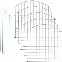 EINFEBEN Teichzaun Gartenzaun Zaun Teich mit 5 Zaunelemente und 6 Befestigungsstäben, Metallzaun Grün, Gitterzaun, Gartenzaun, Campingzaun (Oberbogen)
