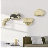 furnicato Katzen-Kletterwand Katzentreppe Beige 44B x 22T x 28H cm mit Hängematte und beige|braun