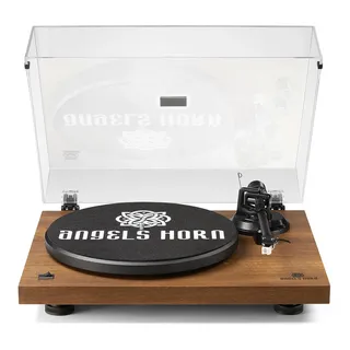 ANGELS HORN Plattenspieler, Schallplattenspieler Vinyl Plattenspieler Bluetooth, Plattenspieler mit Vorverstärker Riemenantrieb 2 Geschwindigkeiten 33 u. 45 U/min AT-3600L Tonabnehmer, Holz