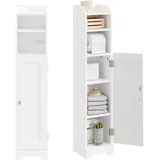 SoBuy Badezimmerschrank Schmal Kompakter Badschrank mit Regal und Tür für WC & kleine Bäder - Praktischer Toilettenschrank mit Stauraum für Badezimmermöbel Weiß FRG177-II-W