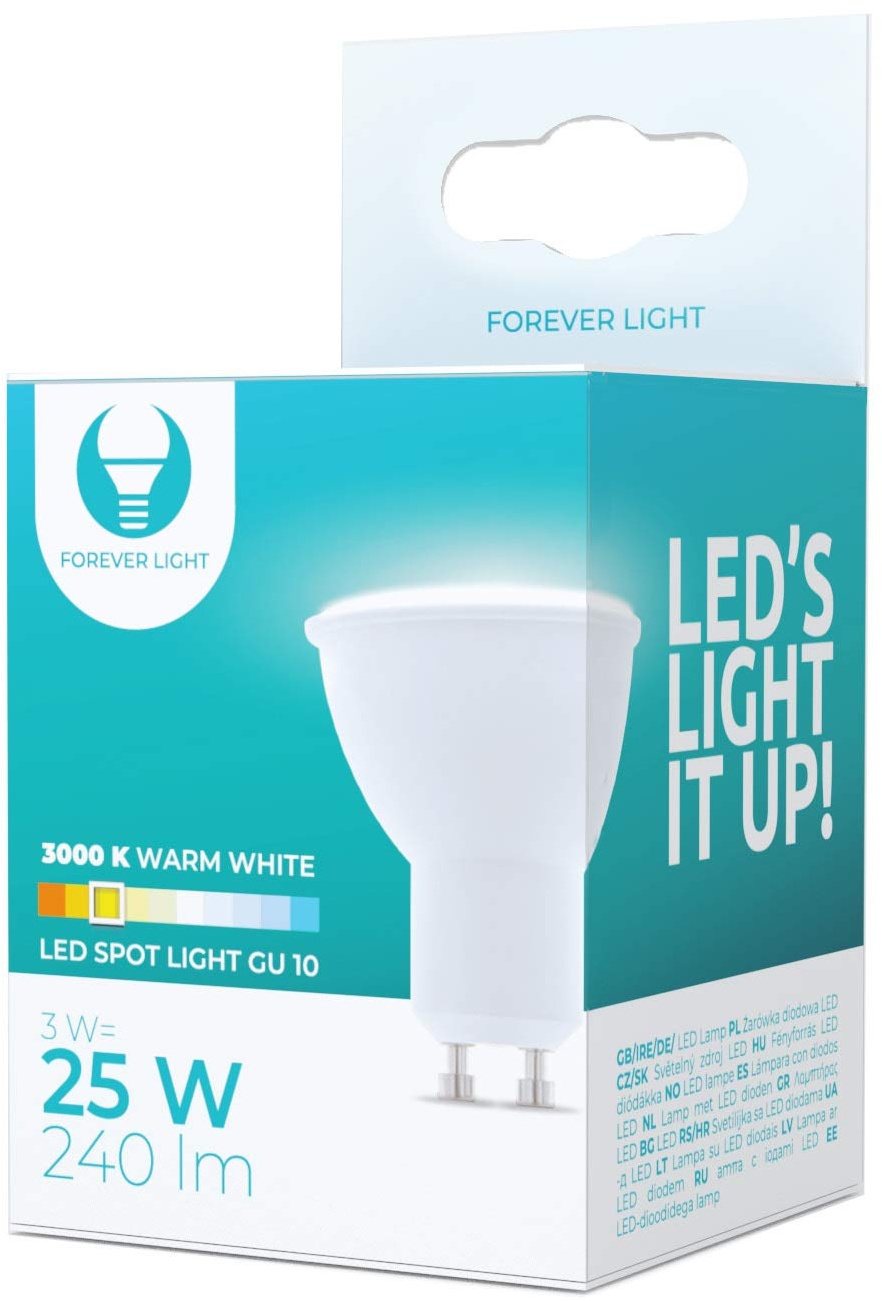 FOREVER 3 Stück Light GU10 LED Lampe, Spot 3W (ersetzt 25), 3000K Warmweiß, LED Leuchtmittel 250 Lumen