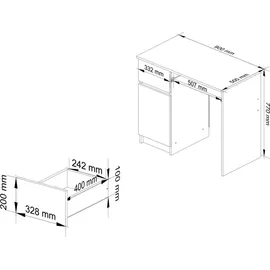 akord furniture factory AKORD PIKSEL links Weiß Front Graphitgrau B90 x H77 x T50 cm - Weiß/Dunkelgrau