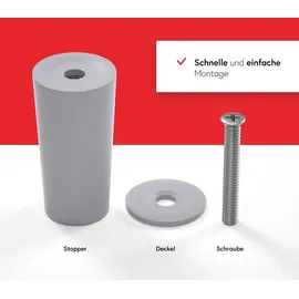 BAUHELD Rolladenstopper 40mm Offen 8 Stück Hellgrau