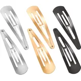 Miss-shop Haarspangen für Kinder und Frauen, 30 Metall Snap Haarspangen, 8 cm, Gold, Silber, Schwarz, Klassisch, Einfarbig, Schnappverschluss, Frauen und Mädchen