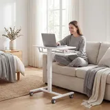 Homcom Höhenverstellbar mit Rollen, Tastaturablage Weiß | Weiß