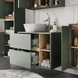 Vicco Waschbeckenunterschrank Viola Grün/artisan, 80 x 60 cm mit 2 Schubladen, Rechteckig, 80x60x46 Badezimmer, Badezimmerschränke, Waschbeckenunterschränke