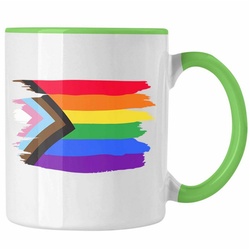 Trendation Tasse Trendation – Regenbogen Tasse Geschenk LGBT Schwule Lesben Transgender Grafik Pride Flagge grün