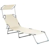 Beliani Gartenliege Creme, Metall, 58x24x205 cm, Gartenmöbel, Gartenliegen