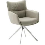 MCA Furniture MCA LIMONE 2 4 Fuß Stuhl mit Armlehnen Edelstahl/Leder 360° drehbar Remona - creme , Maße (cm): B: 61 H: 88 T: 62