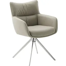 MCA Furniture MCA LIMONE 2 4 Fuß Stuhl mit Armlehnen Edelstahl/Leder 360° drehbar Remona - creme , Maße (cm): B: 61 H: 88 T: 62