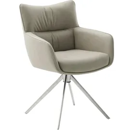 MCA Furniture MCA LIMONE 2 4 Fuß Stuhl mit Armlehnen Edelstahl/Leder 360° drehbar Remona - creme , Maße (cm): B: 61 H: 88 T: 62