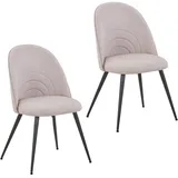 Svita ANITA 2-er Set Esszimmerstuhl Polsterstuhl Küchenstuhl Stoffbezug Metallbeine Beige