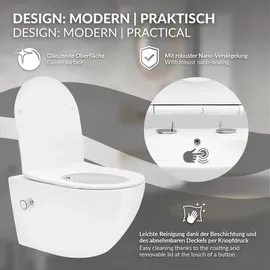 luxebath Wand-WC mit WC-Sitz Weiß Nano