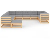 vidaXL 12-tlg Garten-Lounge-Set mit Kissen Kiefer Massivholz Modell 10