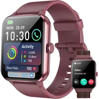 Stylische Smartwatch für Damen & Herren, Fitness, Herzfrequenz, Schlaftracking, wasserdicht, Bluetooth - Rot