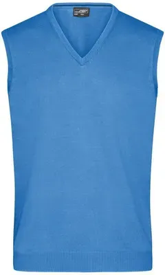 Herren V-Pullunder JN657, Gletscher-blau, Größe XXL - blau - XXL