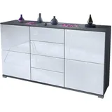 Vladon Rova V1 138,5 x 75,5 x 35 cm Anthrazit matt/Weiß Hochglanz