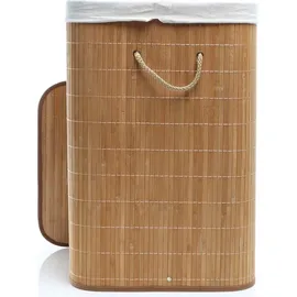 Wiltec 62925 Wäschekorb mit Deckel Bambus faltbare Wäschebox mit Tragegriffen zum Sortieren von Schmutzwäsche