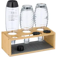 Relaxdays Flaschenhalter 3er aus Bambus grau