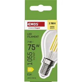 EMOS LED Lampe Edison Mini Globe, 7W Ersatz für 75W Glühbirne, runde Vintage-Glühlampe mit E14 Sockel und Helligkeit 1055 lm, Warmweiß 2700 K