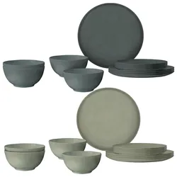 BRUNNER Campinggeschirr Set Midday RPET Tierra Camping Teller Schüssel 12 teilig Farbe: Dunkelgrau