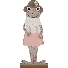 creativ home Dekofigur CREATIV HOME "Frösche mit Gießkanne", rosa, B:13cm H:32cm T:5cm, Filz, Dekofiguren, mit niedlichen Applikationen