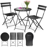Kesser KESSER® Bistroset 3-teilig Bistrotisch mit 2 klappbaren Stühle Set Balkonset Balkonmöbel Klapp-Möbel Gartenset Sitzgarnitur Gartengarnitur Gartenmöbel Sitzgruppe Metall Bistro Gartentisch inkl. Abdeckung