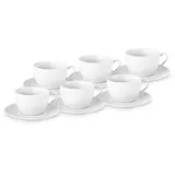 KARACA Seashell 200ml Teetasse für 6 Personen, Türkische Teegläser mit Untertasse, Cay Bardagi Set, Türkischer Tee, Cay Bardagi SETI, Elegant,Design, Hochwertiges Design