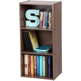 Iris Ohyama Modernes Bücherregal, 3 Etagen, 40cm breit, Braun, Vielseitig, Modular, Offenes Regal, Für Wohnzimmer, Büro, Schlafzimmer, Platzsparend, Bücher, CD, Dekor, Einfacher Aufbau, CX-3